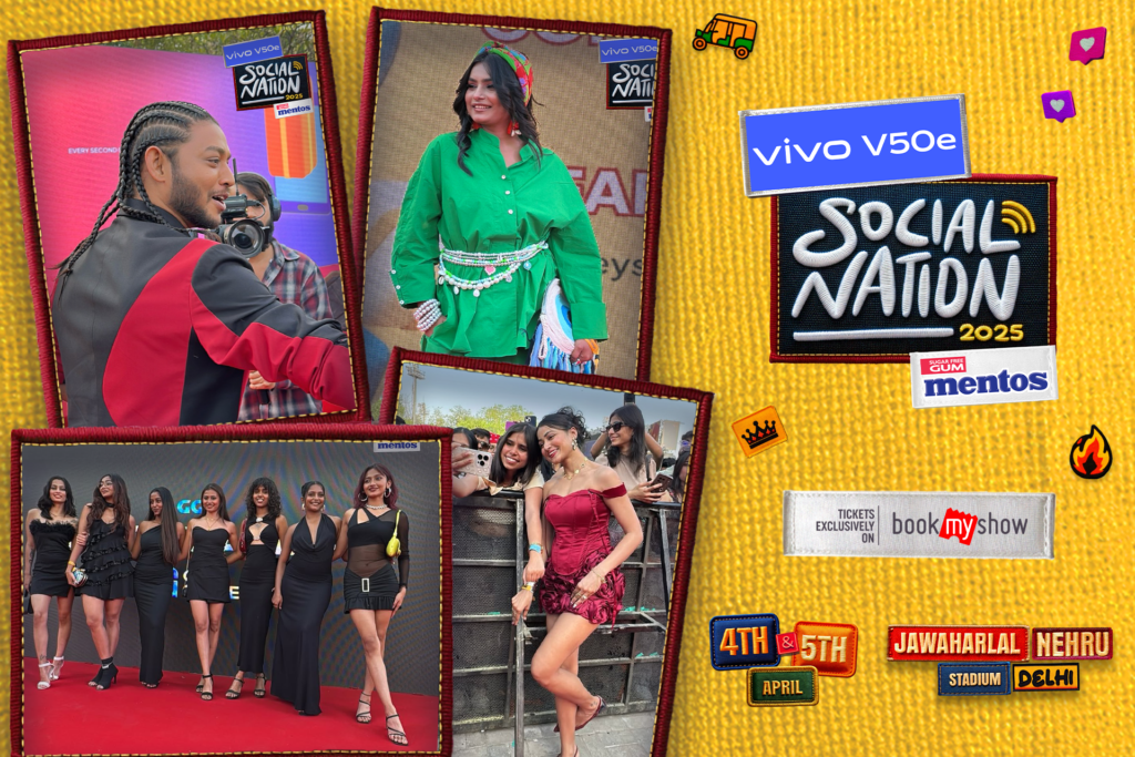 vivo V50e, vivo V50e Social Nation, Social Nation 2025, Outsky, RJ Raghav, Melvin Louis, Maaz Khan, The Vixens Crew, RJ Princy, Zeeshan Khan, Ruckika Lohiya, Meaow, Aaditya Shukla, Hamza Syed, Abhijeet Kain, Ahsan Vazir, Raghav Sharma, Muskan Chanchlani, Sonia Garg, Mahima Seth, Aditi Agarwal, Dhvani Bhanushali, Sanket Garimella, Nagma Mirajkar, Fahmaan Khan, Red Carpet, Mentos, influencer lineup, creator festival, meet and greet, creator showcase, trending creators, digital stars, social media influencers, fan interaction